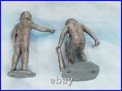 8-Vintage 1962 Marx Moon Base Playset Silver Astronaut Figures 6 Poses Shelf E2