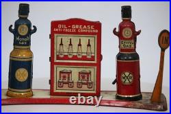 Antique Marx Tin Litho B/O Service Station Prewar Metal Gas Station Toy Building
