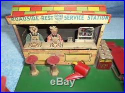 Antique Marx Tin Litho Roadside Rest Service Gas Station 1930's Working Instruct
