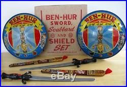 BEN-HUR VINTAGE SWORD SCABBARD & SHIELD SET MARX TOYS 1959 with BOX