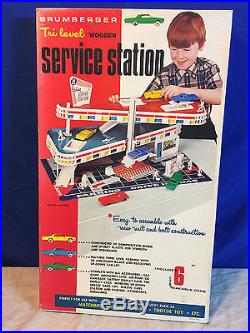 Brumberger Tri-Level Wooden Service Station NEW! Vintage Toy Play Set Marx Tin