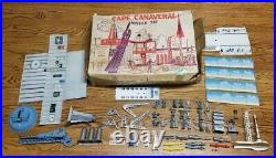 CAPE CANAVERAL MISSILE SET + Box MARX TOYS Tin Buildings Radar Men Fence Compass