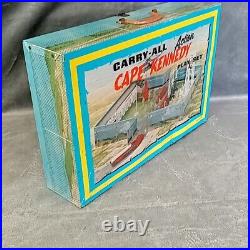 CAPE KENNEDY Vintage 1968 Marx Tin Litho Carry-All Action Play Set #4625 with toys