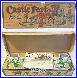 COMPLETE & NEVER ASSEMBLED 1950s Marx #4710 Medieval Castle Fort Play Set w Box