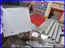 COMPLETE SET Antique 1950s Tin Litho Garage with Cars Toys service center MARX