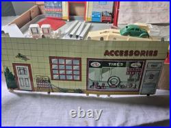COMPLETE SET Antique 1950s Tin Litho Garage with Cars Toys service center MARX