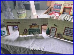 COMPLETE SET Antique 1950s Tin Litho Garage with Cars Toys service center MARX