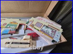COMPLETE SET Antique 1950s Tin Litho Garage with Cars Toys service center MARX