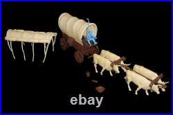 CTS Conestoga Wagon with4 Ox & Driver plastic toy soldier Marx playset