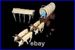 CTS Conestoga Wagon with4 Ox & Driver plastic toy soldier Marx playset