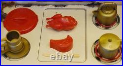 Circa 1950's Louis Marx Tin Litho Modern Kitchen Pretty Maid Play Set W Orig Box