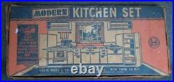 Circa 1950's Louis Marx Tin Litho Modern Kitchen Pretty Maid Play Set W Orig Box Circa 1950's Louis Marx Tin Litho Modern Kitchen Pretty Maid Play Set W Orig Box
