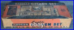 Circa 1950's Louis Marx Tin Litho Modern Kitchen Pretty Maid Play Set W Orig Box Circa 1950's Louis Marx Tin Litho Modern Kitchen Pretty Maid Play Set W Orig Box