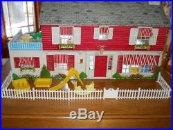 Early 1950's Marx Modern Colonial Doll House With Furniture, People, Box 99.9%