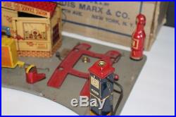 Early Marx 1930's Tin ELECTRIC LIGHTED FILLING Service Station- Nice! In BOX