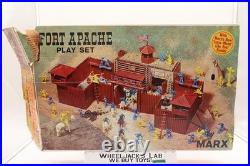 Fort Apache Play Set Marx #3124/3681-S Satin-Metal Western With Original Box
