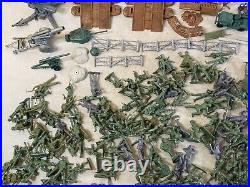 HUGE playset Vintage Toy Army men Miniature Soldiers marx mpc ww2 Lot 3E71