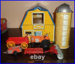 Happi Time Farm vintage metal toy lot barn silo chicken coop tractor fence