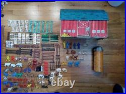 Huge Vintage Mixed Ohio Art Tin Litho Farm Playset Lot Marx Aand Bonus Mpc Figs