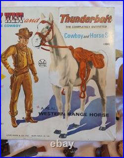 Johnny West & Thunderbolt Cowboy & Horse Play Sets #2065 Vintage Louis Marx & Co