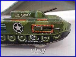 LOUIS MARX VINTAGE MILITARY BATTLEGROUND WithMECHANICAL TANK SET. SEE ACTION VIDEO