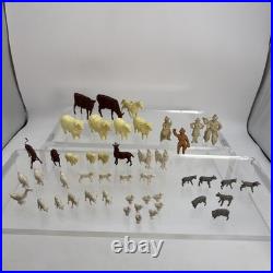 Large Lot Of 47 VINTAGE MARX 1950s FARM PLAYSET ANIMALS & Figures