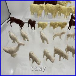 Large Lot Of 47 VINTAGE MARX 1950s FARM PLAYSET ANIMALS & Figures