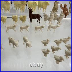 Large Lot Of 47 VINTAGE MARX 1950s FARM PLAYSET ANIMALS & Figures