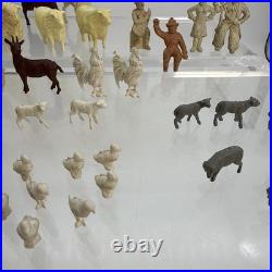 Large Lot Of 47 VINTAGE MARX 1950s FARM PLAYSET ANIMALS & Figures