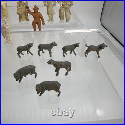 Large Lot Of 47 VINTAGE MARX 1950s FARM PLAYSET ANIMALS & Figures