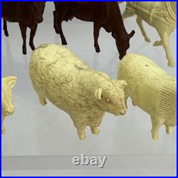 Large Lot Of 47 VINTAGE MARX 1950s FARM PLAYSET ANIMALS & Figures