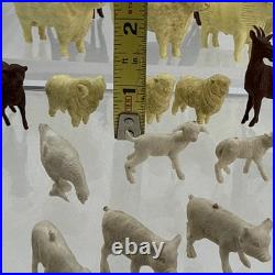 Large Lot Of 47 VINTAGE MARX 1950s FARM PLAYSET ANIMALS & Figures