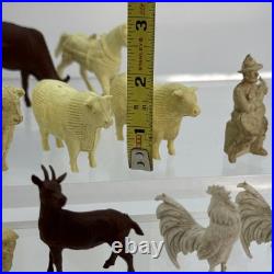 Large Lot Of 47 VINTAGE MARX 1950s FARM PLAYSET ANIMALS & Figures