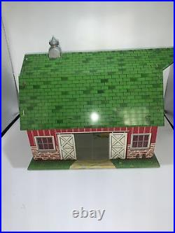 Lazy-Day Farm Marx Tin Metal Litho Toy Barn Vintage 12x 9 1/2 Animal Dollhouse