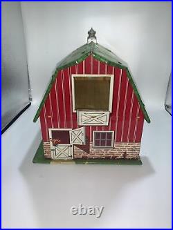Lazy-Day Farm Marx Tin Metal Litho Toy Barn Vintage 12x 9 1/2 Animal Dollhouse