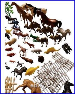 Lot of 101 Marx/Vtg Pieces Prehistoric Dinos Animals Fencing Camels Pigs Horses