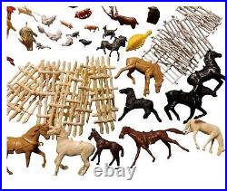 Lot of 101 Marx/Vtg Pieces Prehistoric Dinos Animals Fencing Camels Pigs Horses