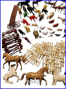 Lot of 101 Marx/Vtg Pieces Prehistoric Dinos Animals Fencing Camels Pigs Horses