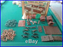 Lot of 2 Louis Marx Fort Apache & Fighting Knights Carry-All Playsets