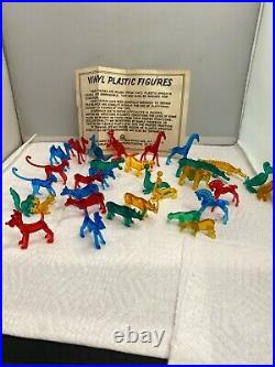 Louis MARX EARLY 1950 Plastic Vinyl Playset Animals 32 Pieces RARE SCARCE