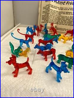 Louis MARX EARLY 1950 Plastic Vinyl Playset Animals 32 Pieces RARE SCARCE