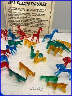 Louis MARX EARLY 1950 Plastic Vinyl Playset Animals 32 Pieces RARE SCARCE