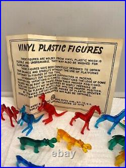 Louis MARX EARLY 1950 Plastic Vinyl Playset Animals 32 Pieces RARE SCARCE
