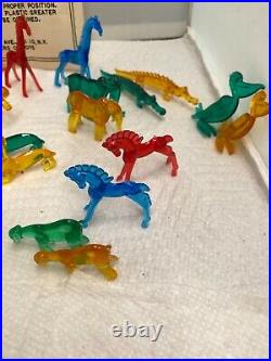 Louis MARX EARLY 1950 Plastic Vinyl Playset Animals 32 Pieces RARE SCARCE