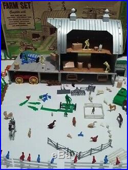 Louis Marx 50's Vintage Tin Farm PlaySet #3953 BOX BARN ANIMALS 170+ PIECES