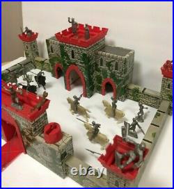 Louis Marx Medieval Castle Fort Playset Rare With Knights Horses Figurines