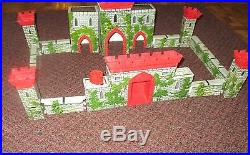 Louis Marx Medieval Castle Fort Playset rare withknights horses warriors 1956