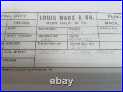 Louis Marx Orig Drawing 2055-1 Stake Truck Pencil/vellum Genuine Rare