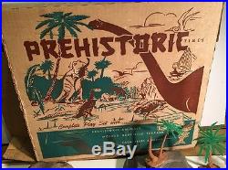 Louis Marx Prehistoric Play Set 3388 Cavemen, Dinosaurs box Nice Set