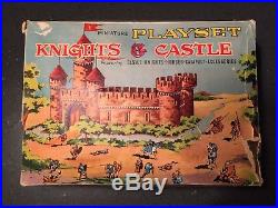 Louis Marx miniature playset Knights & Castle with Box, Figures, Castle, Access